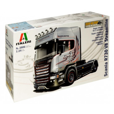 KIT PARA MONTAR ITALERI CAMINHÃO SCANIA R730 V8 STREAMLINE "SILVER GRIFFIN" 1/24 ITA 3906 3906S